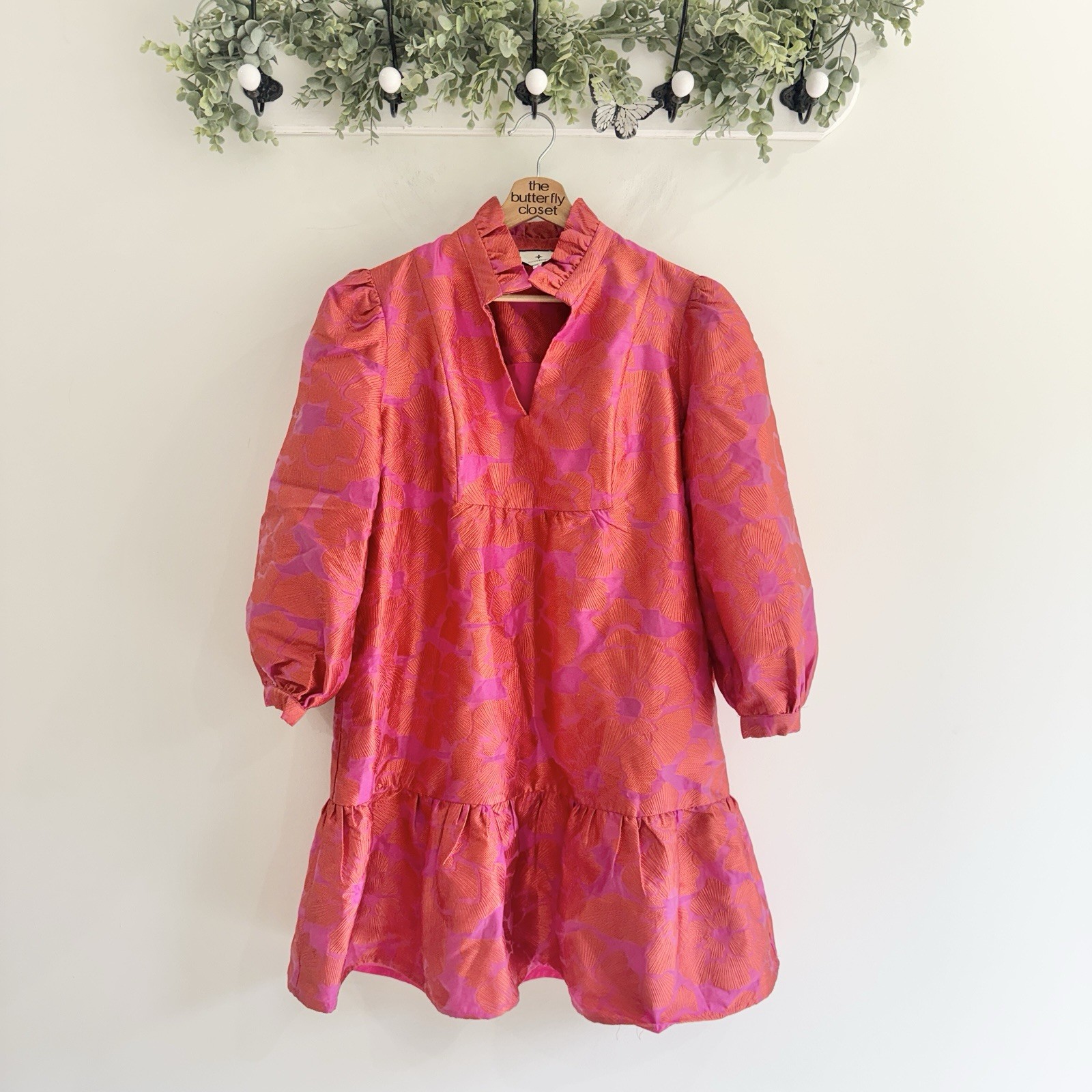 Tuckernuck Red Fil Coupe Palmerston Dress XL balloon sleeve CP