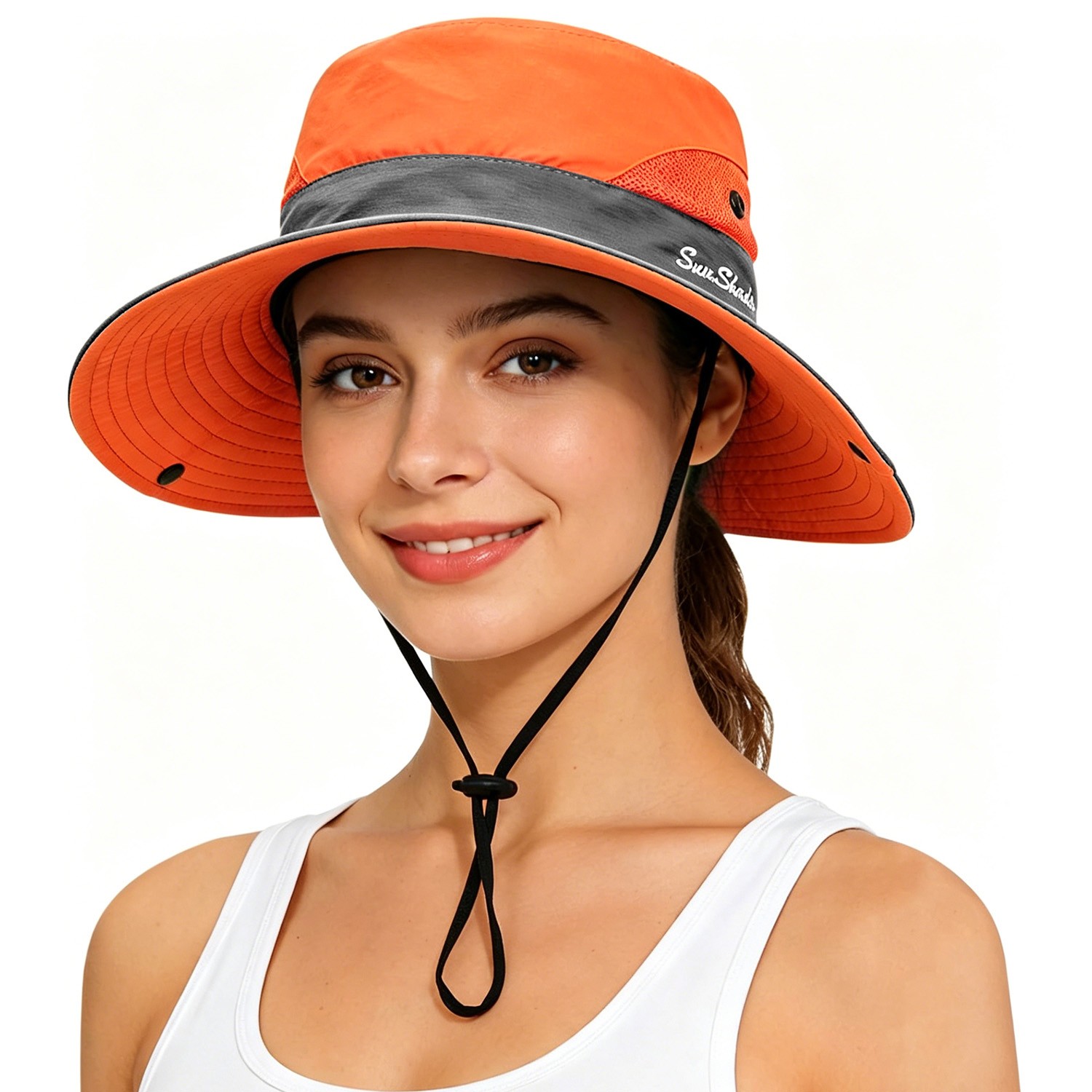 Ladies Fishing Sun Hat with Ponytail Hole, UPF 50+, Foldable for Travel & Beach