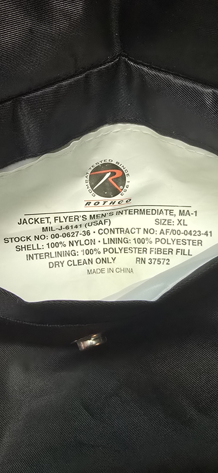 Rothco Flyer’s logic Bomber Jacket Black Full Zip