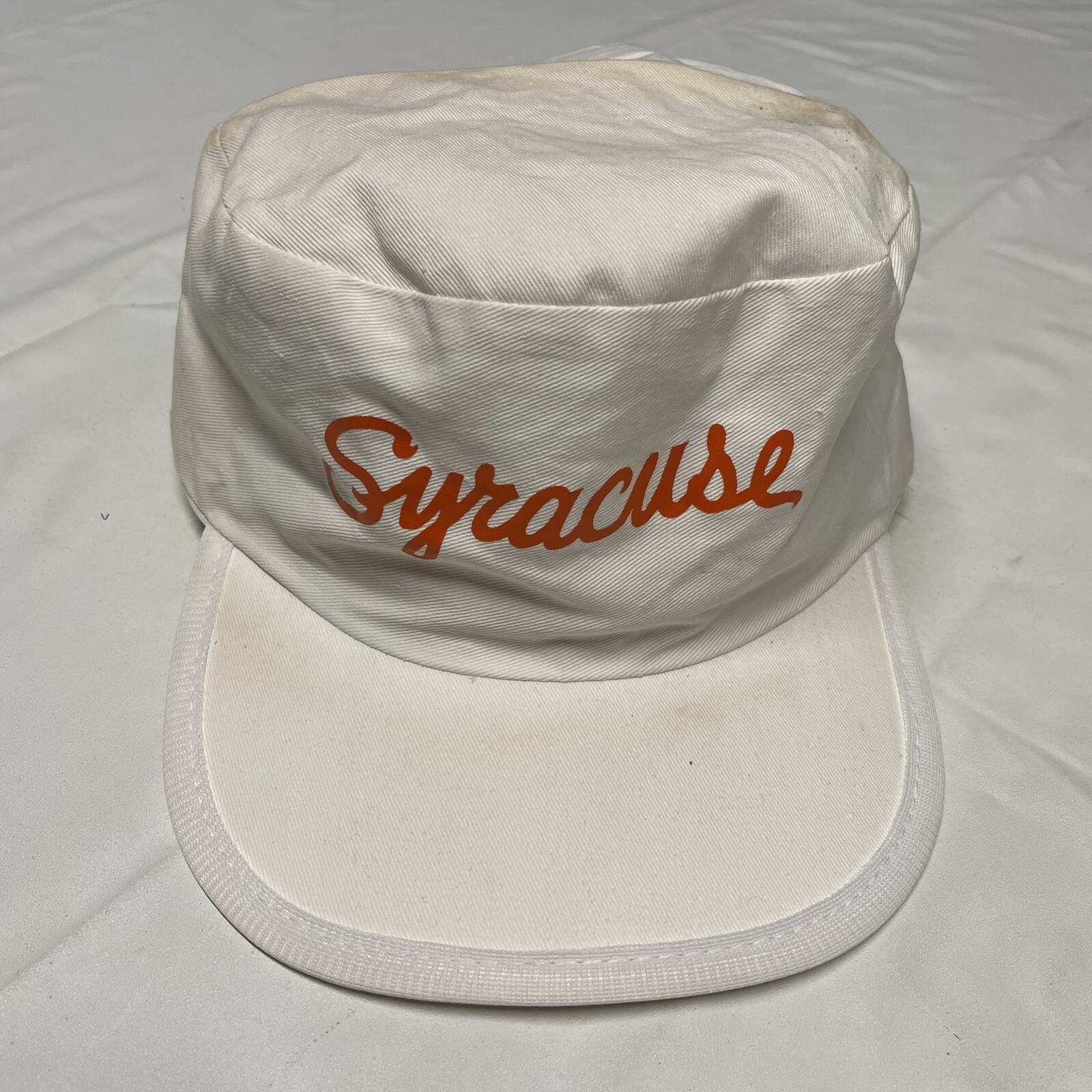 Vintage Syracuse University Snapback Hat Cap White Orange 80s College Sports 90s