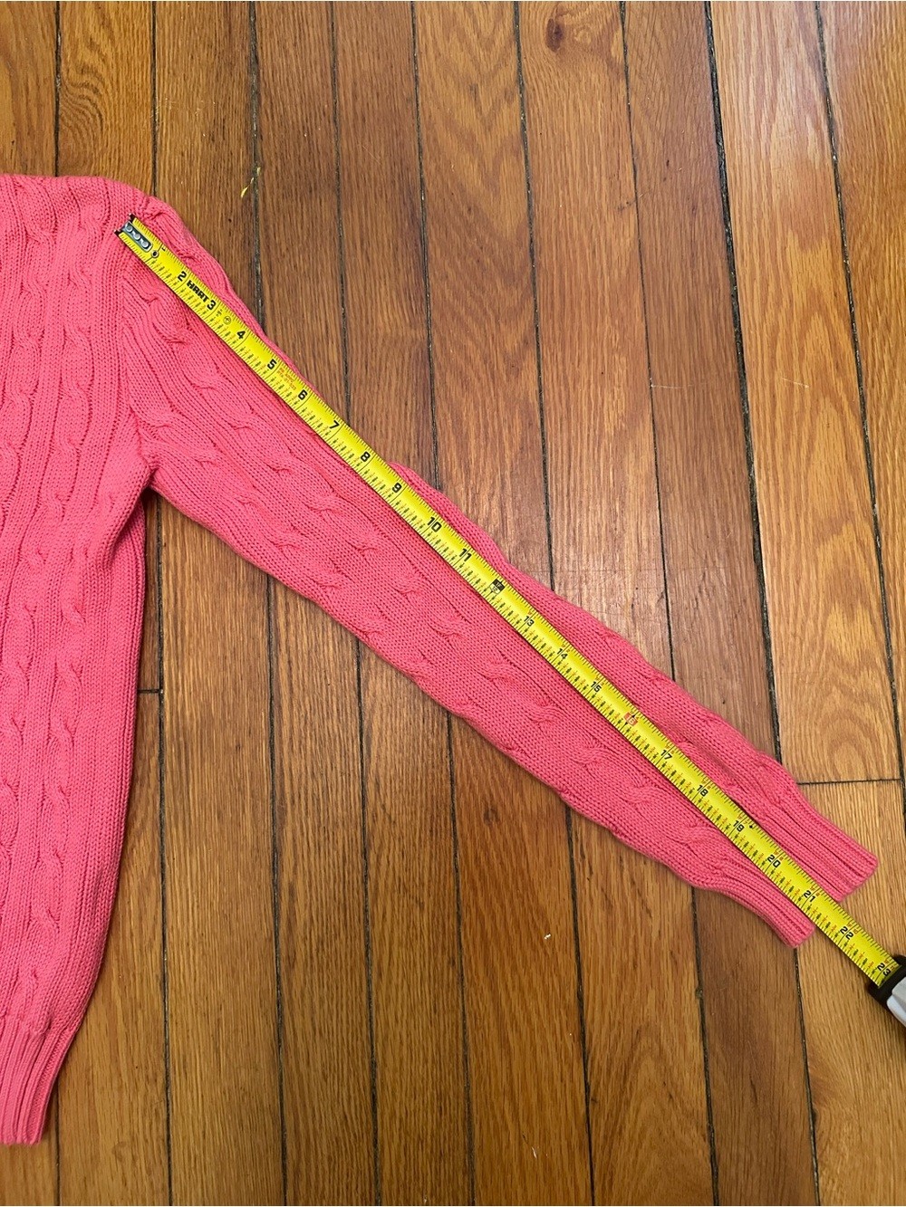 Ralph Lauren Coral Cable-Knit V-Neck Sweater Size M