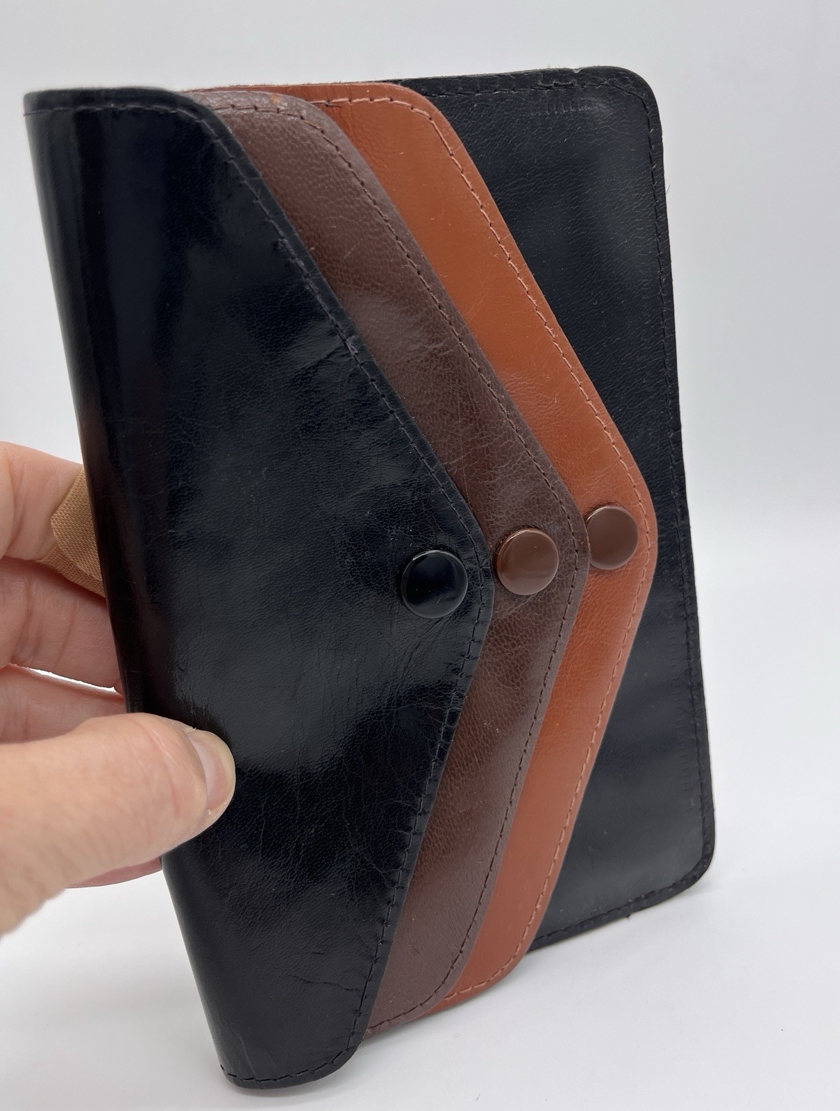 Vintage Multi Pocket Fine Nappa Leather Wallet Budd Leather US Midcentury
