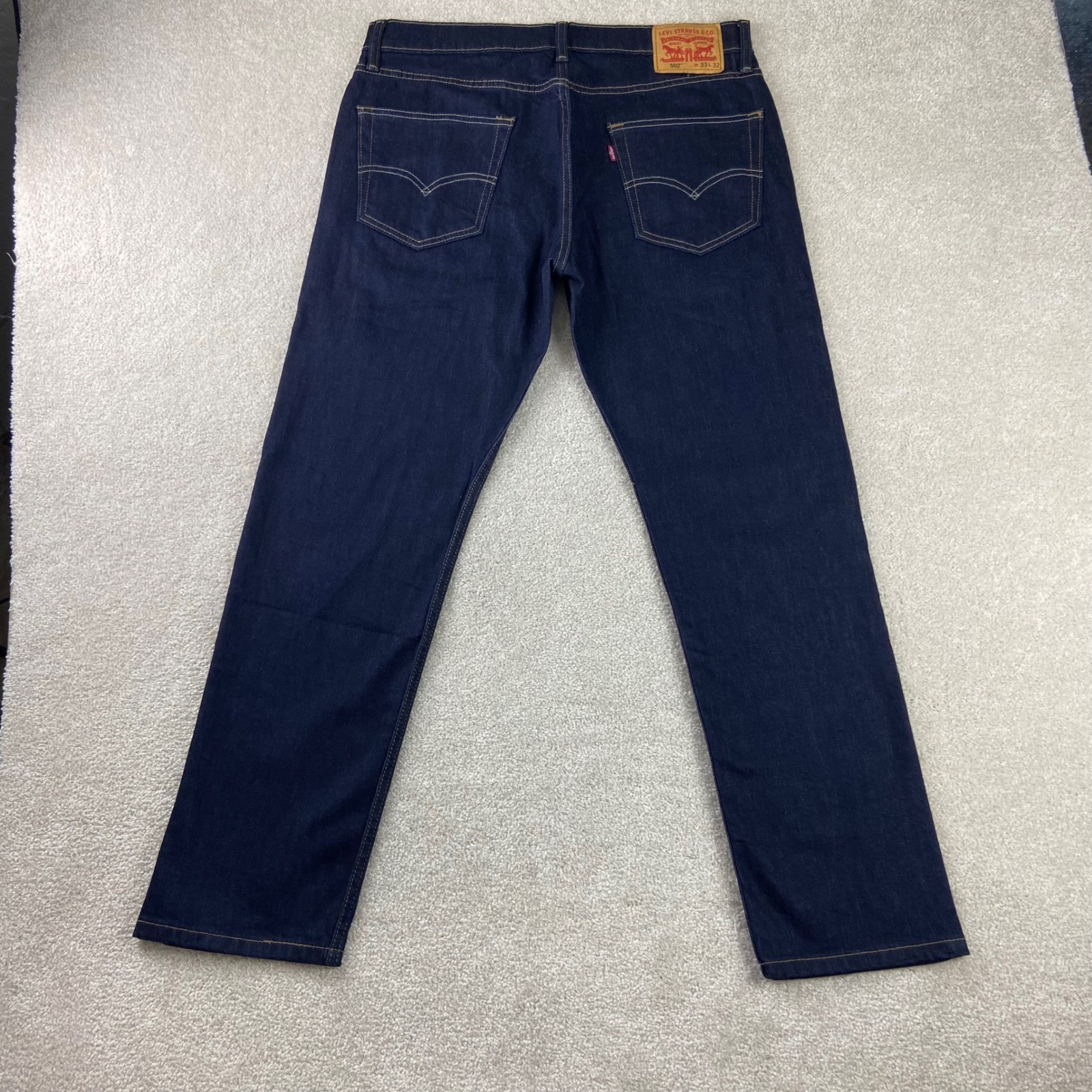Levi’s 502 Regular Taper Mens 33×32 (Fits35x31) Dark Blue Stretch Denim Jeans