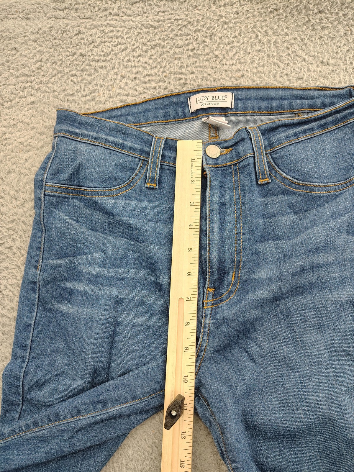 Judy Blue Flare Jeans Juniors 11/30 Blue Medium Wash Raw Frayed Hem Stretch