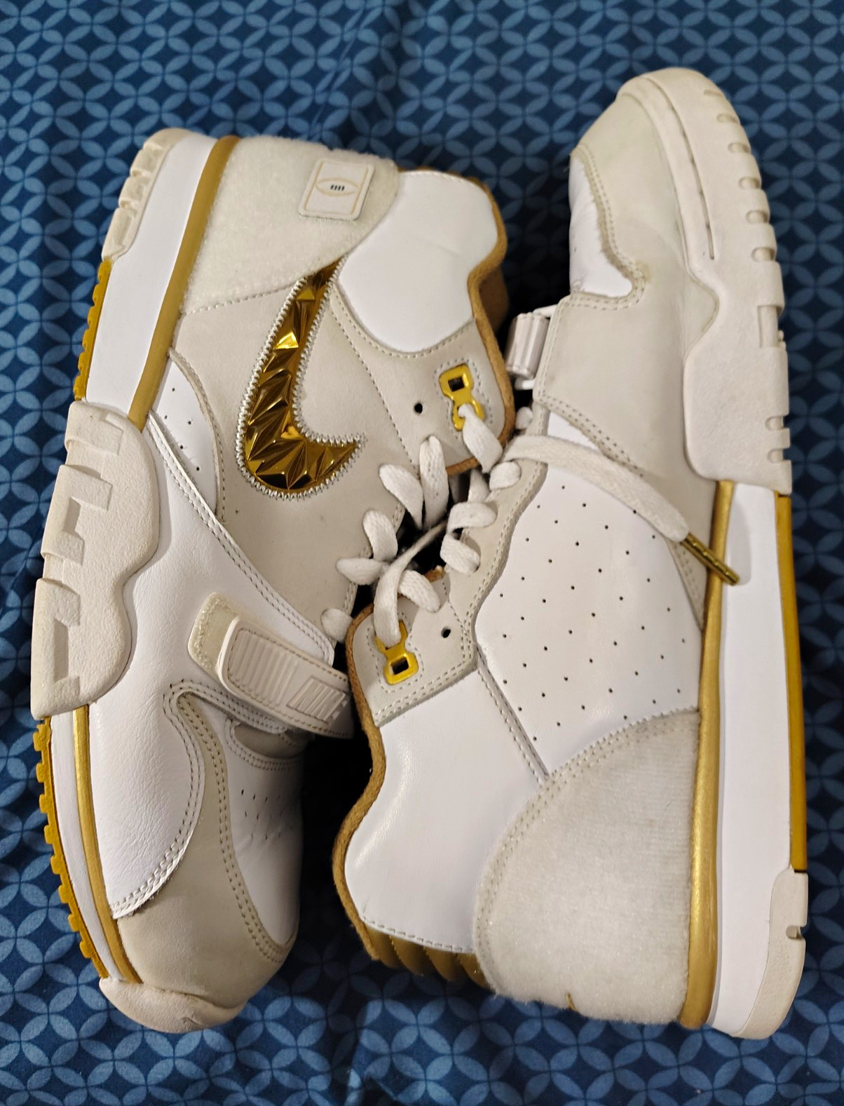 Nike Air Trainer 1 CFP Pack Mid Top Lace Up Strap Leather White/Gold FJ6196-100