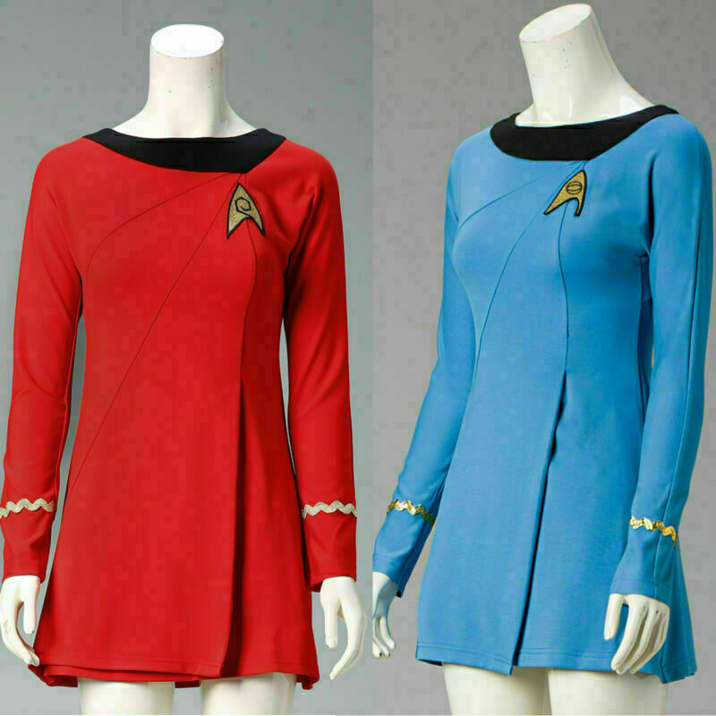 Cosplay TOS Female Duty Uniforms The Original Series Blue Gold Red Dress Costume