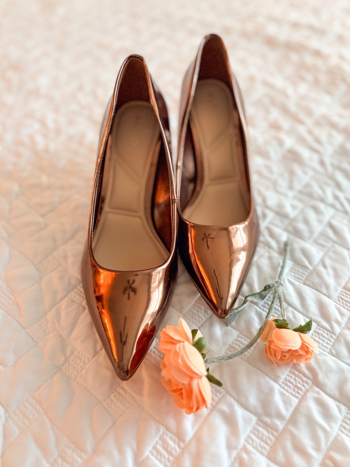 ALDO Rose Gold Metallic Pointed Toe Pumps Heels Size 8