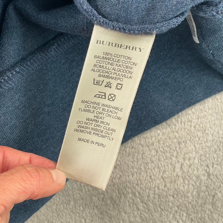 Burberry Brit Nova Check 1/4 Zip Sweater Men XL Heather Blue Embroidered Logo