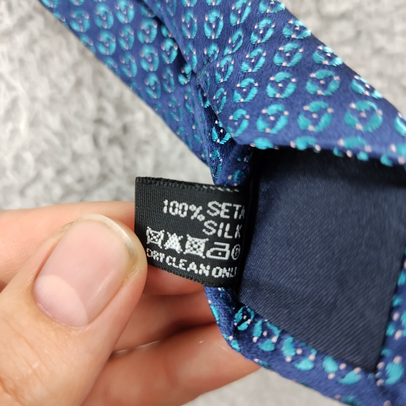 Giorgio Armani Silk Tie Blue Teal Geometric Hand Made in Italy W3.25 L:56