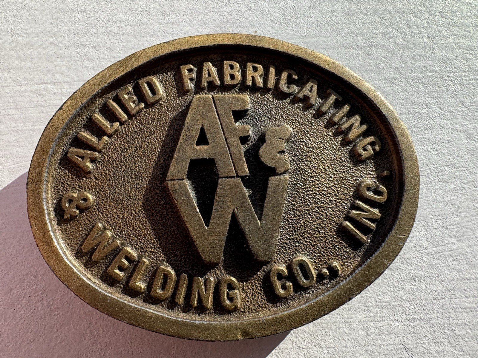 Vintage Allied Fabricating Welding Co Inc Brass Belt Buckle (3in X 2.25in)