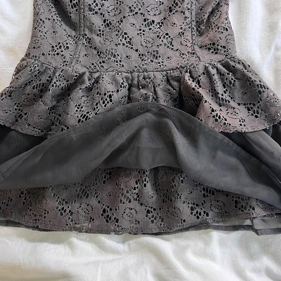 Twelve by Twelve Charcoal Lace Halter Babydoll Top | Size Medium