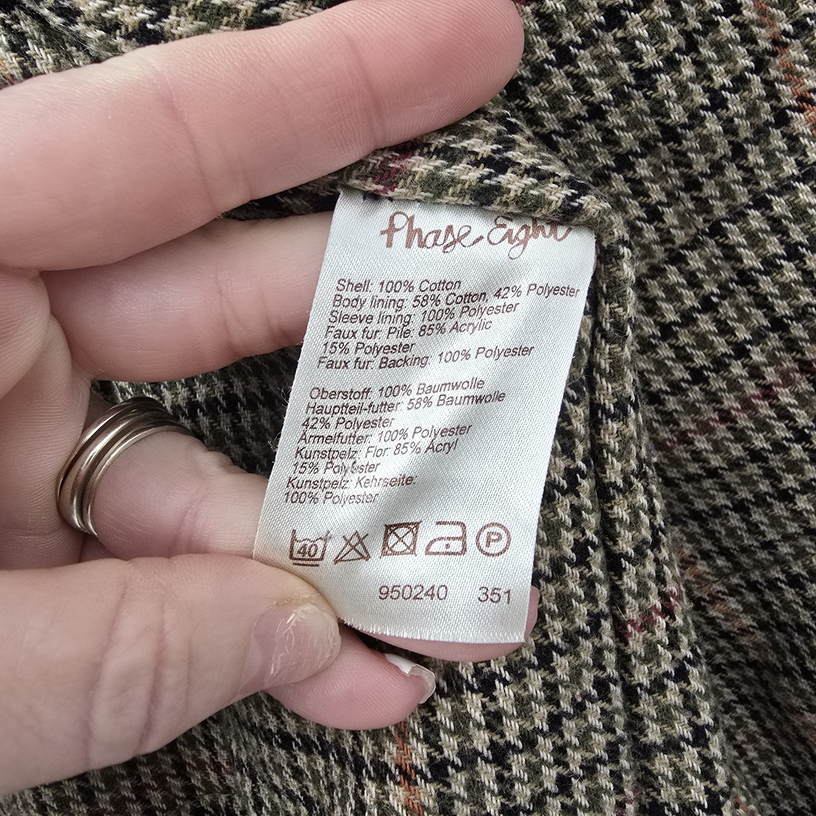 Phase Eight Thick Pockets Parka Coat Size 8 Blue