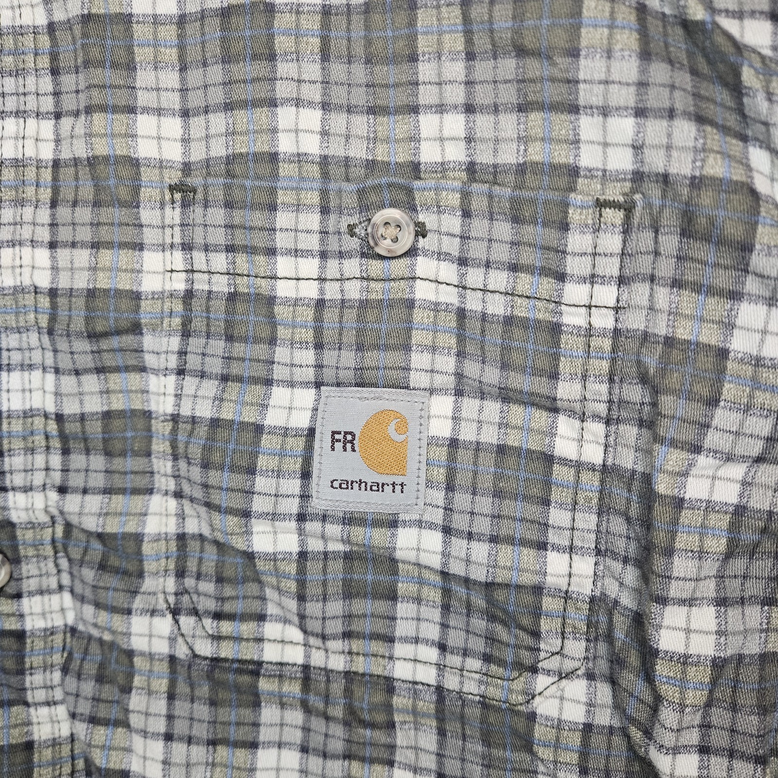 Carhartt FR Flame Resistant Shirt Mens Large Plaid Flannel Button Front Workwear