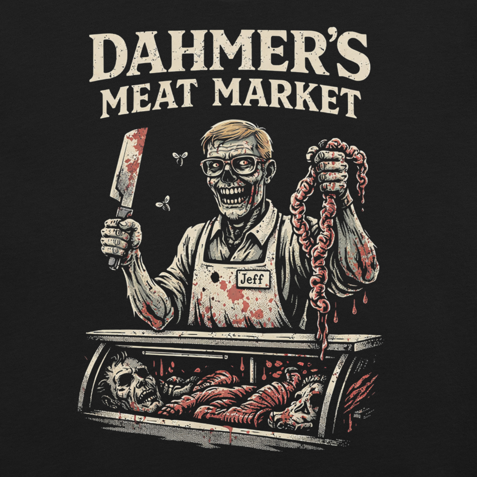 Dahmer’s Meat Market T-Shirt Retro True Crime Horror Graphic Tee Creepy XS-5XL