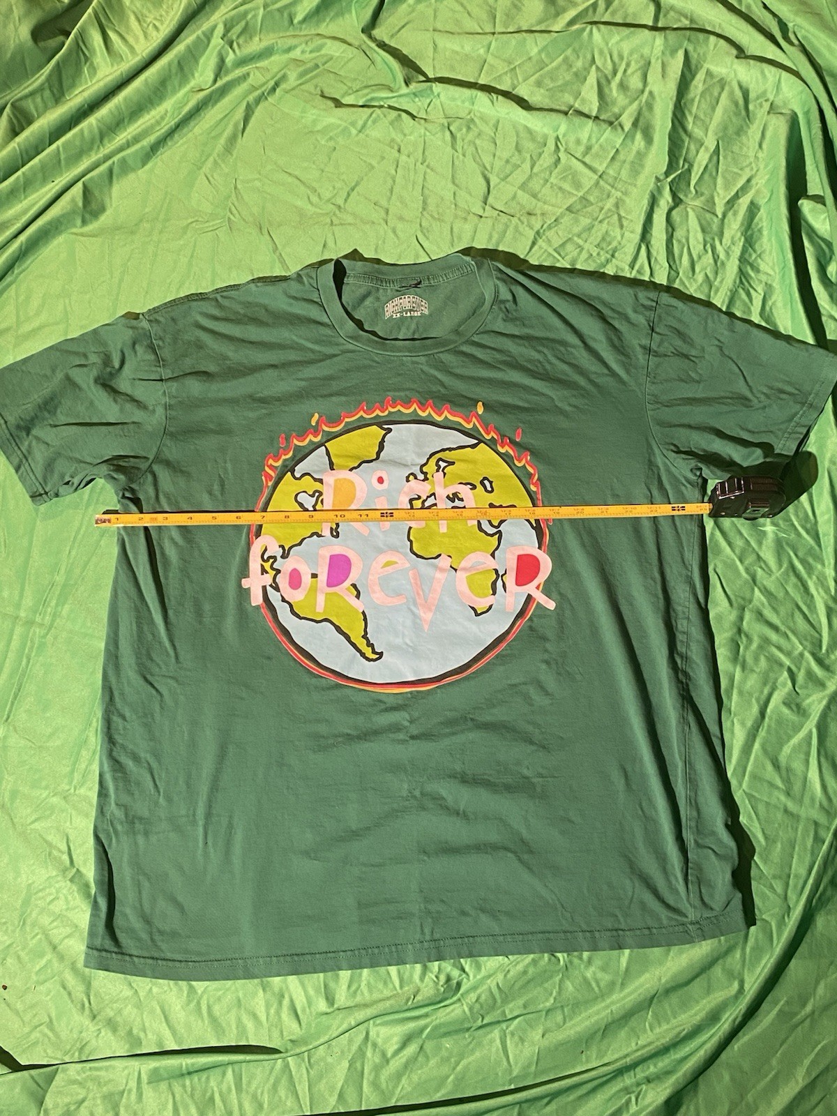 Rich Forever Graphic T Shirt Mens Green Streetwear Money World Tee
