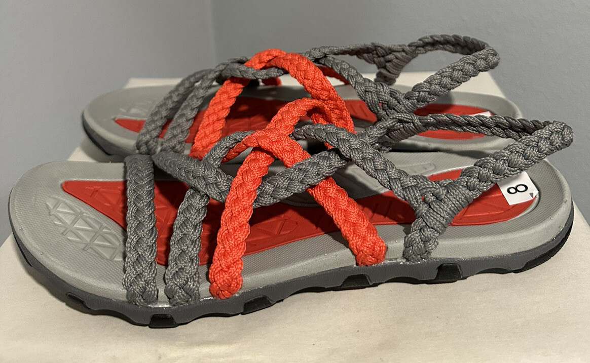 Plaka Explore Hiking Sandals for Women Arch Support Gray Red Size 8 Brand New
