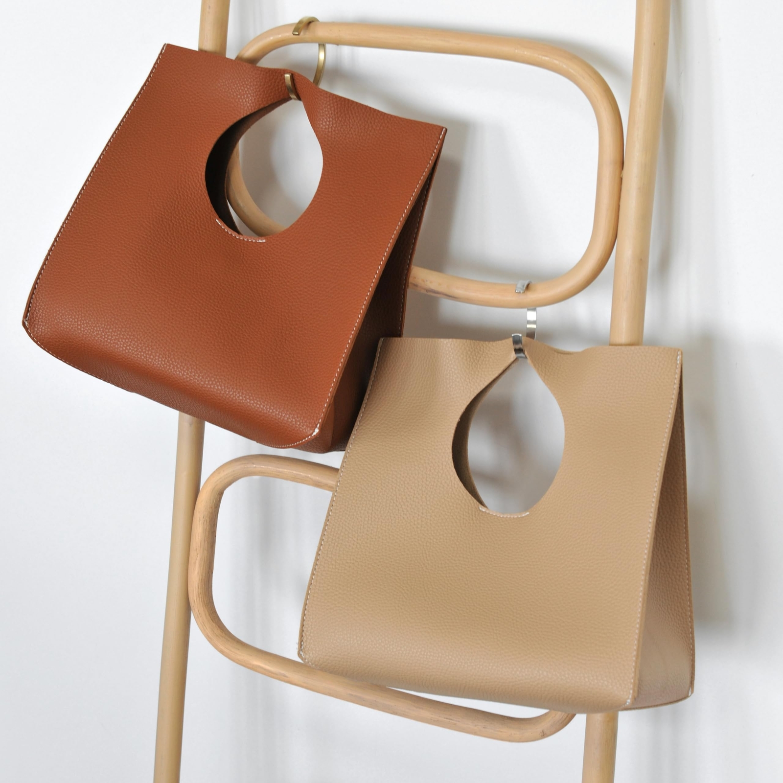 Minimalist Style Soft Pu Leather Handbag Clutch Small Tote Handbag Purse (Nude)