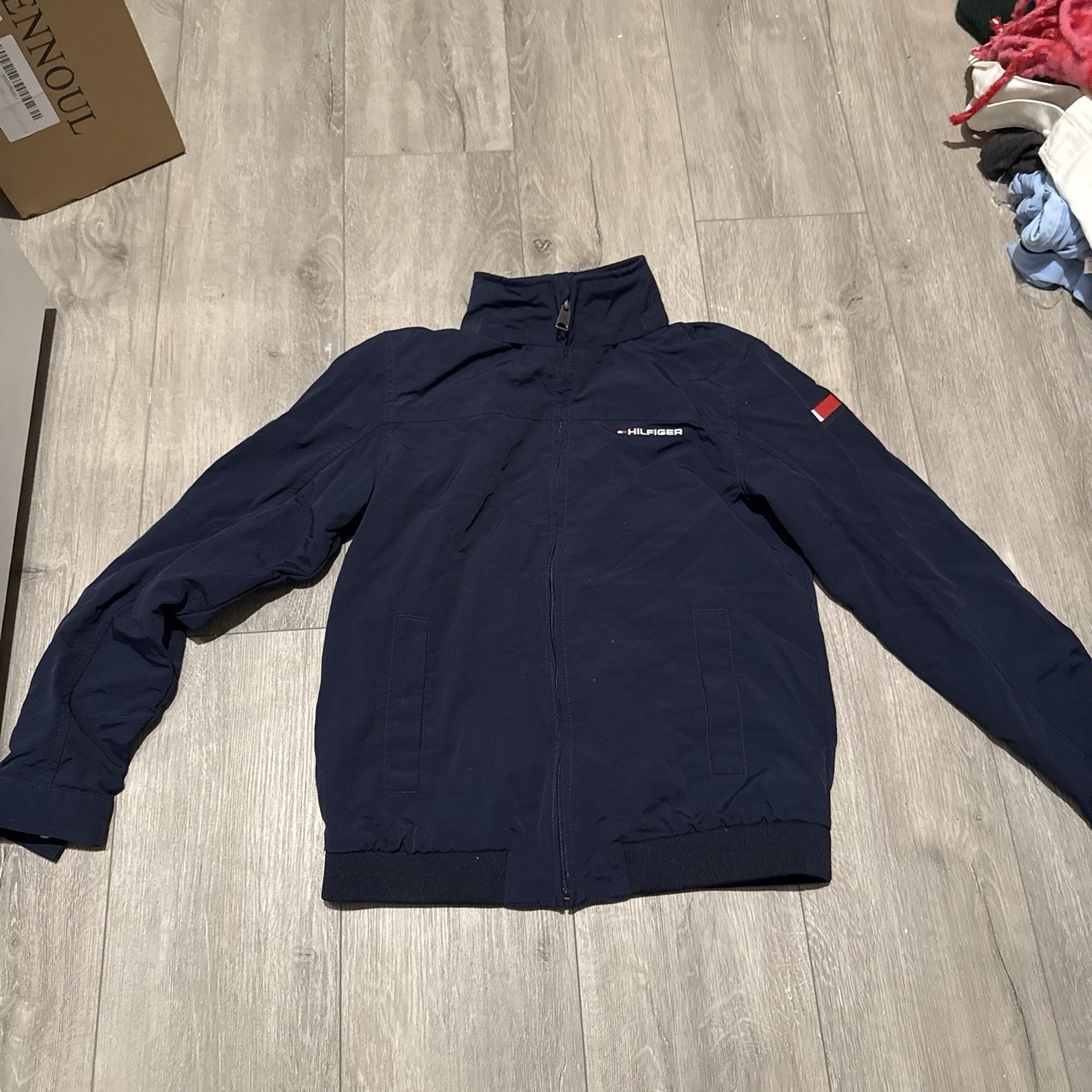 Tommy Hilfiger Boys Full Zip Basic Jacket Navy L/G 12-14 Polyester Logo