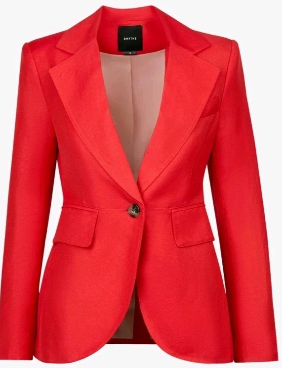 Smythe Seamed Blazer and Wide Leg Pant in Poppy Nwot Linen Blend Size US 2