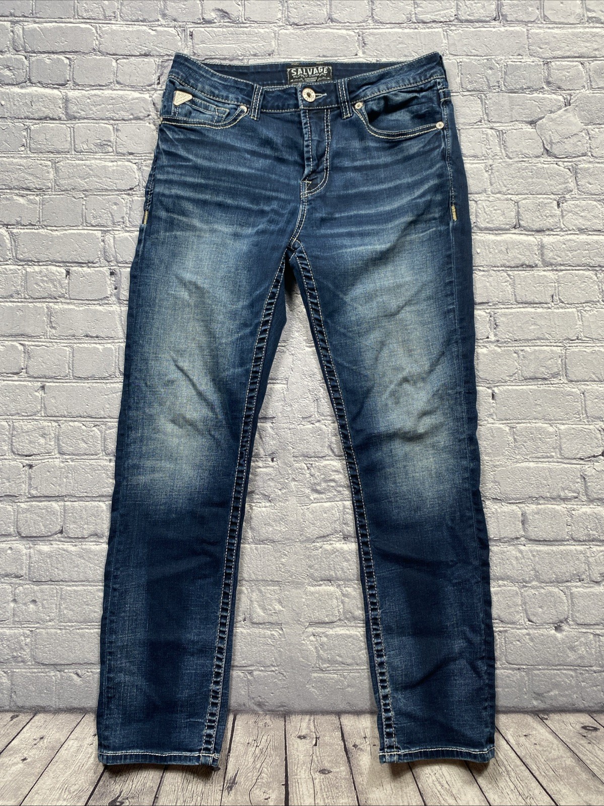 BKE Salvage Jeans Riot Taper Men’s 33×32 (33×29.5) Blue Biker Grunge Y2K Style
