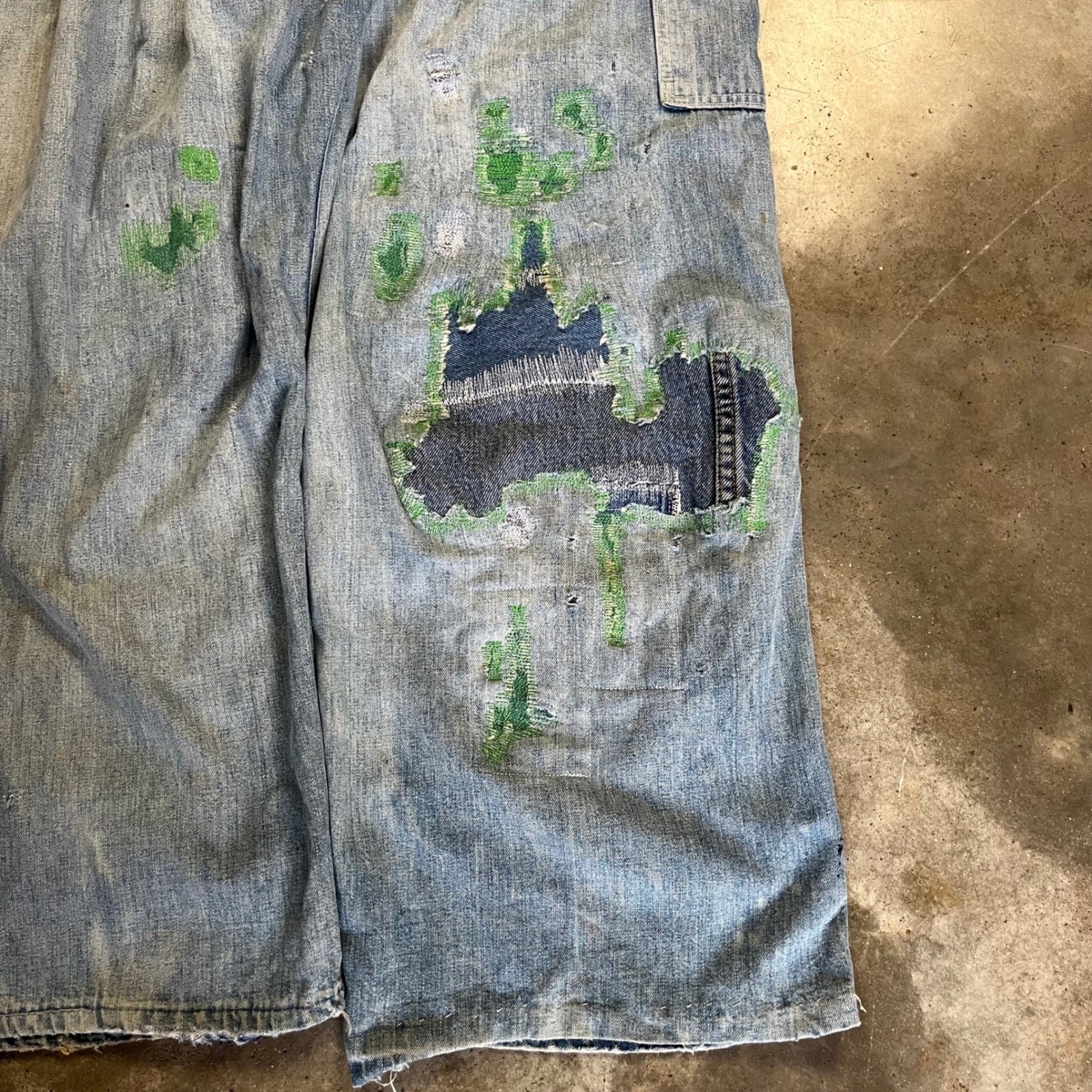 Washington Dee Cee Overalls 40×30 Blue Vintage Distressed Painter Workwear 50s