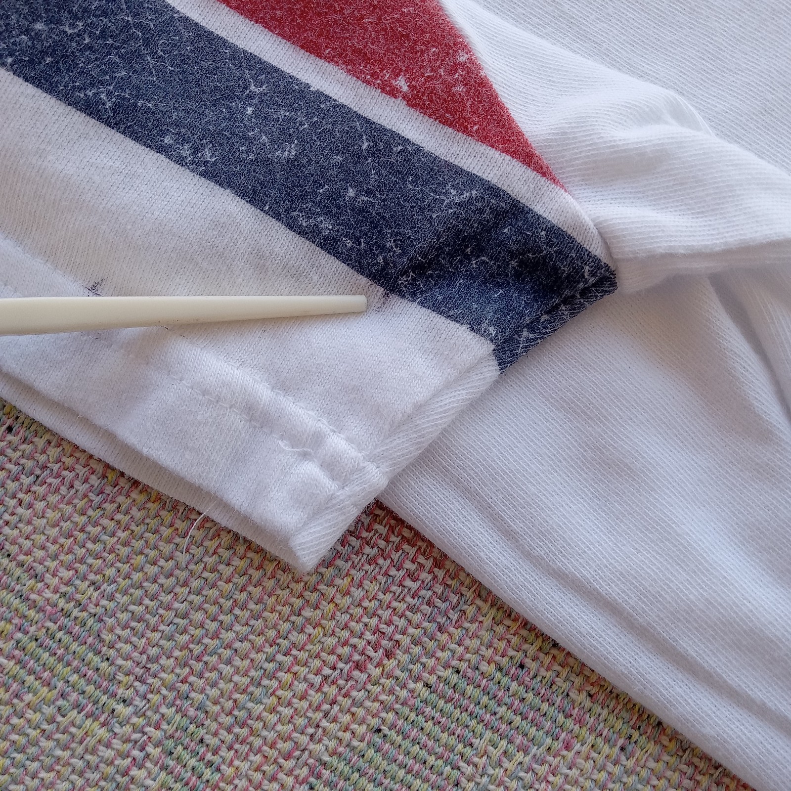 perfectwhitetee Womens Medium Lexy Athletic Stripe T/Tee Shirt Flaw