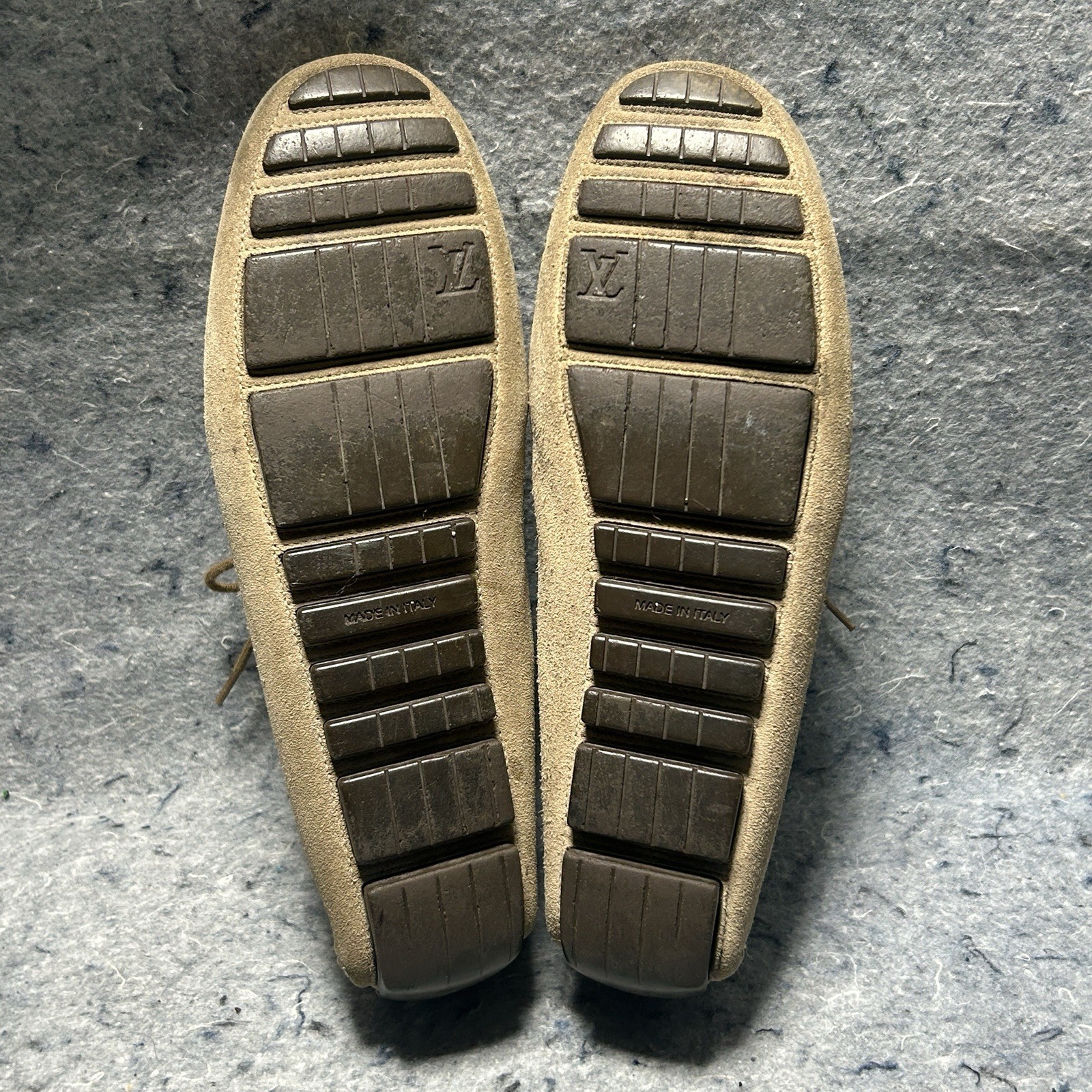 Louis Vuitton Suede TD0053 Shoes Tan Beige Size 38 Made in Italy LV