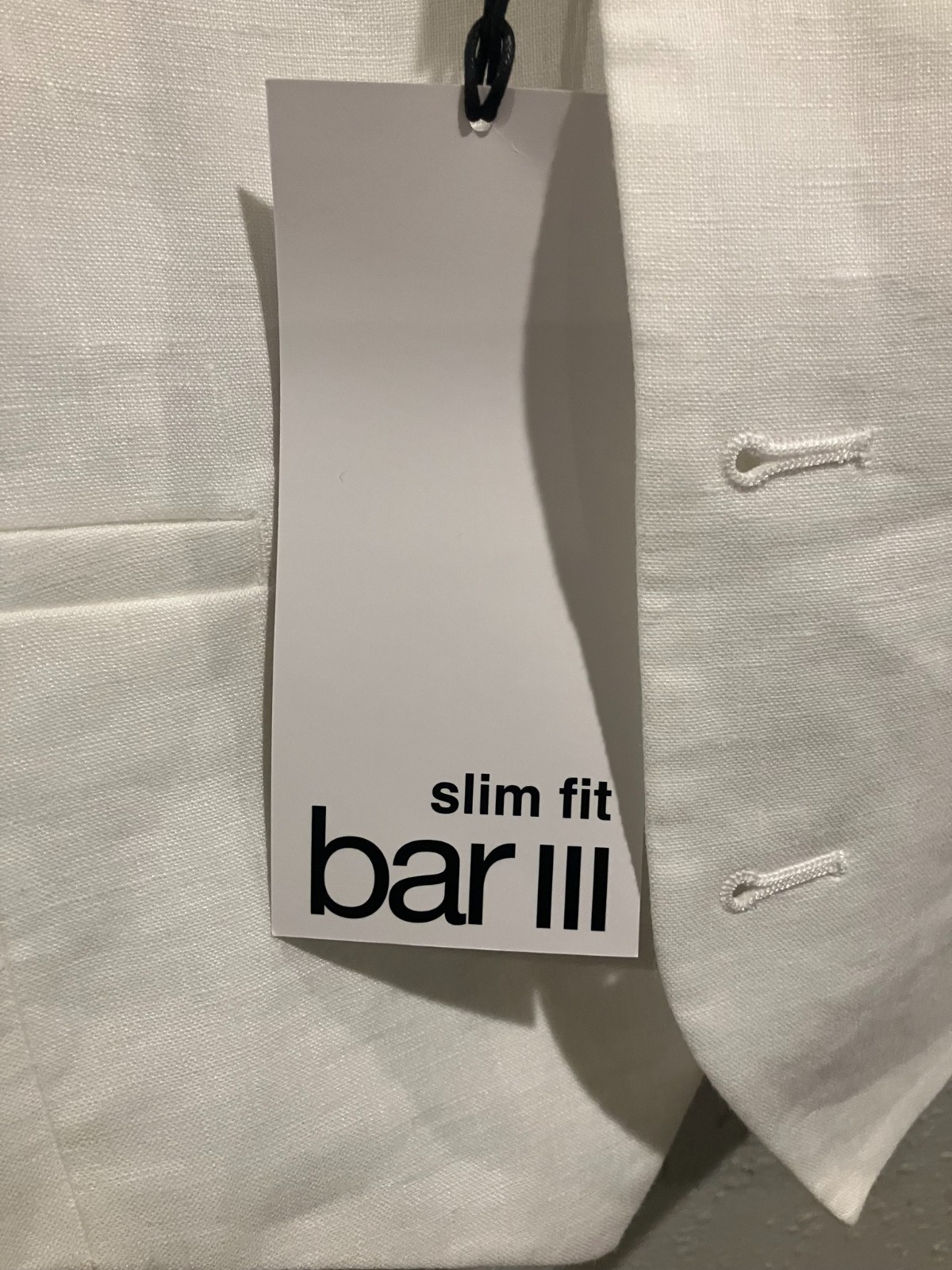 $115 Bar III Men’s Large Slim Fit Linen White Suit Vest Brand New With Tags