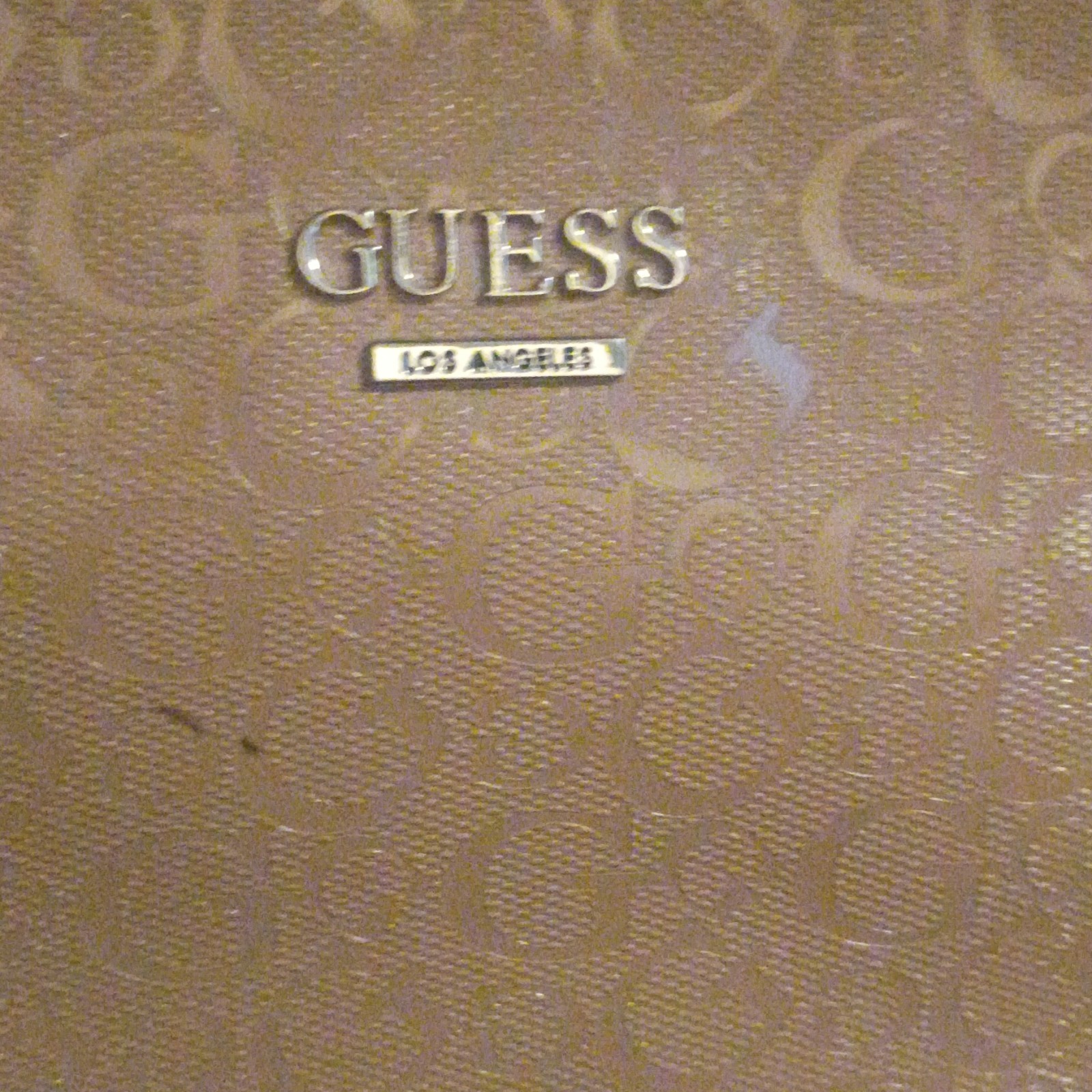 GUESS Pink Logo Tote Bag Zip Closure Double Handles Lined Inner Pockets