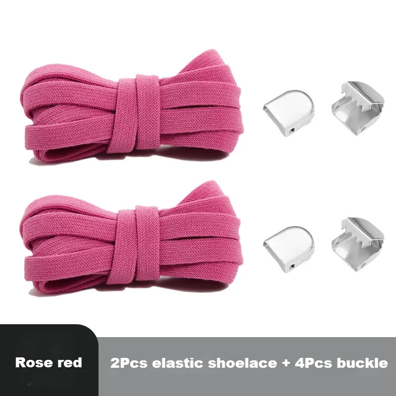 Flat Shoelaces Without Ties End Silver Metal Buckle Elastic Laces for Sneakers R