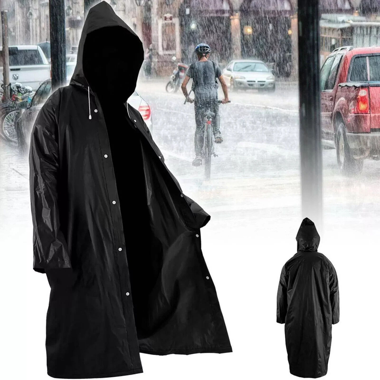 Unisex Adult Waterproof Raincoat Rain Coat Hooded Jacket Poncho Rainwear Camping