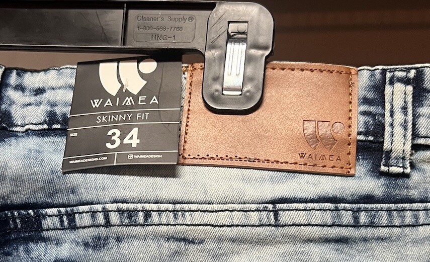 WAIMEA Lt. Blue Distressed Lycra Stretch Jeans Men Skinny Fit 34×32 “New-W-Tags”