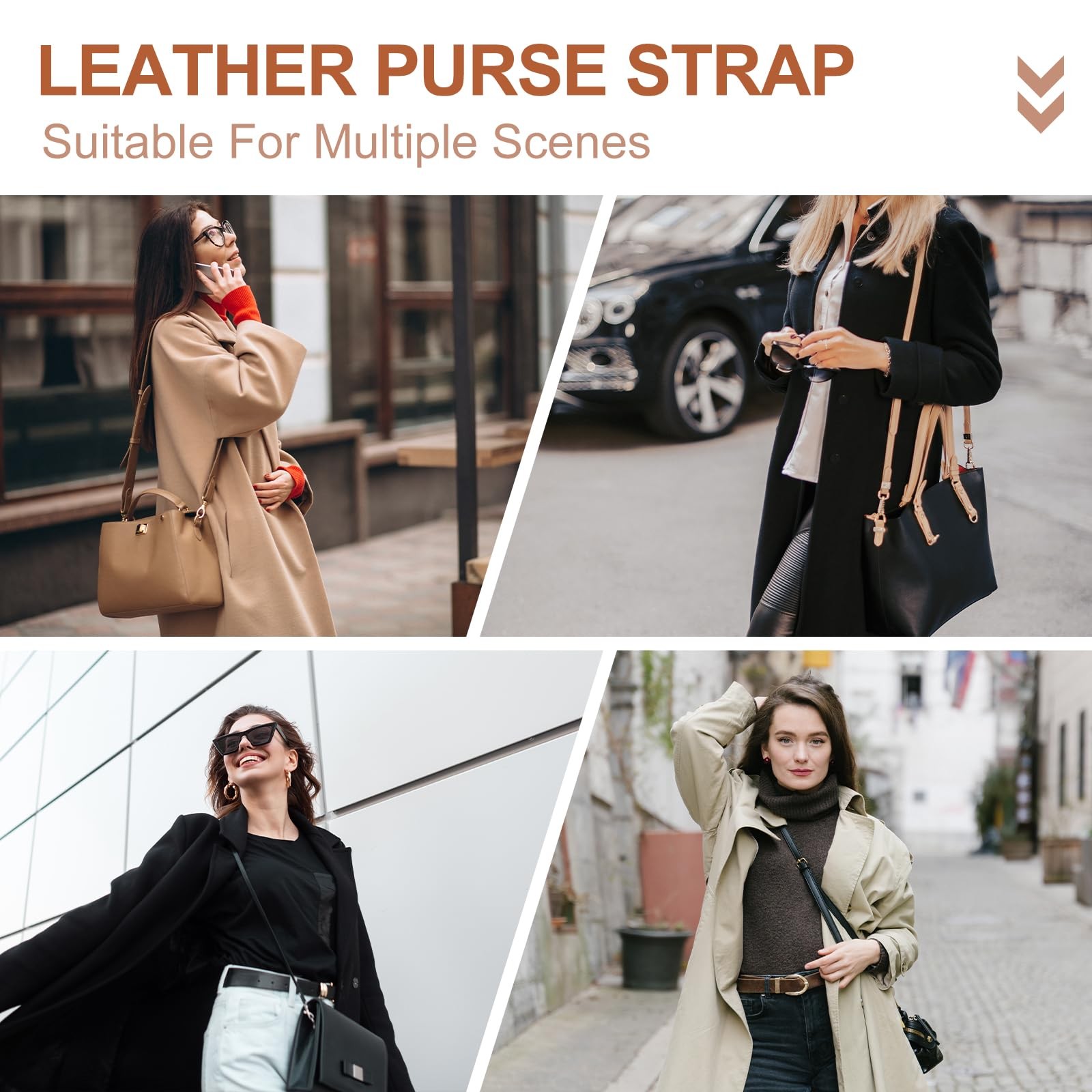 Leather Purse Strap Replacement, 47″ PU Adjustable Shoulder Crossbody Replace…