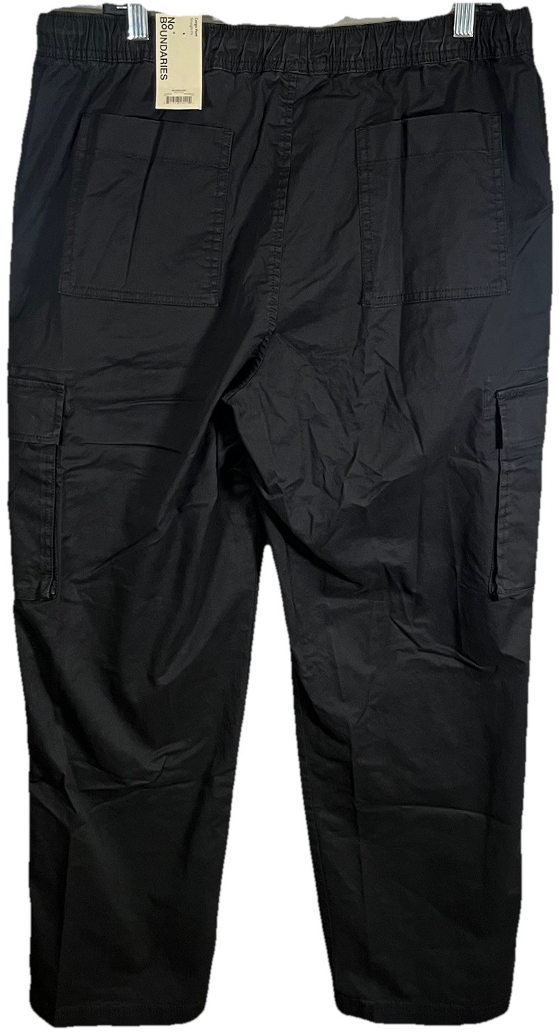 No Boundaries Drawstring Cargo Pants Men’s Size XL 40-42 Black Snap Pockets