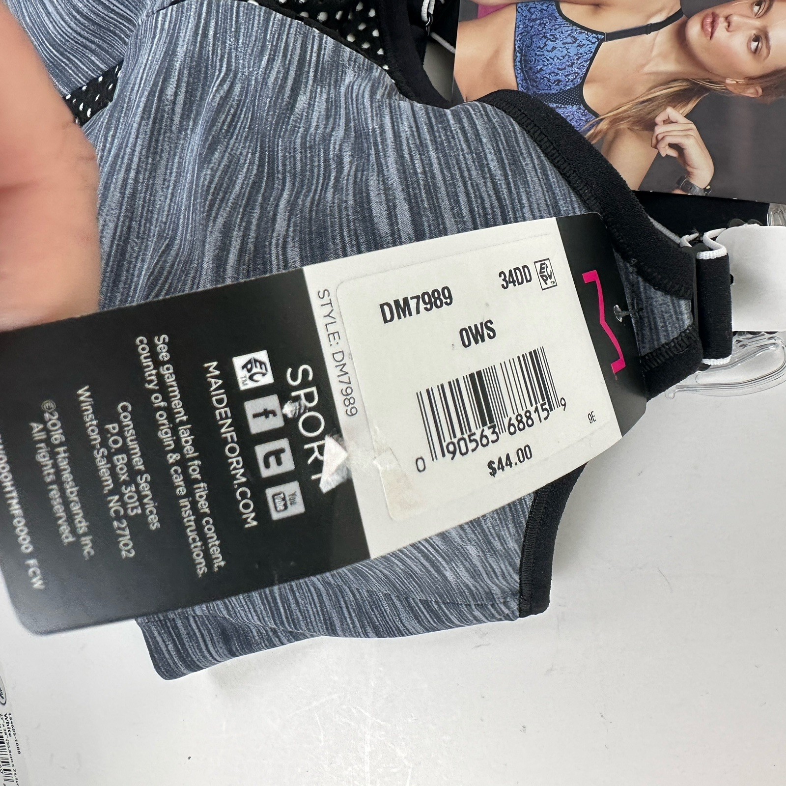 Maidenform DM7989 Ultimate Med Impact Sports Bra Crossback UW Womens 34DD Gray
