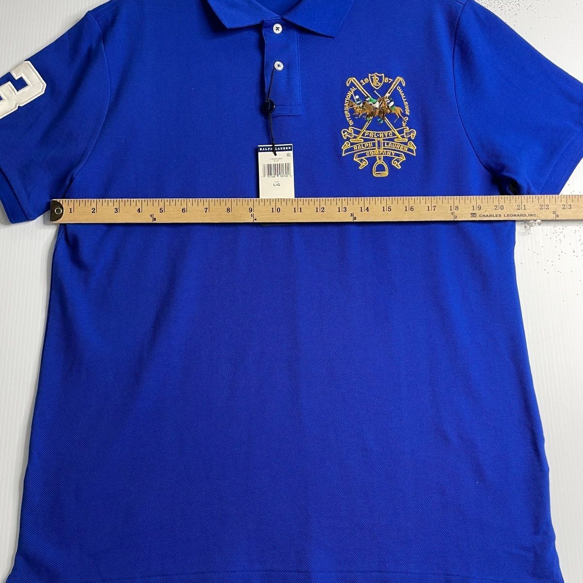 POLO RALPH LAUREN Custom Slim Fit Triple Pony Polo Men’s Size L Blue
