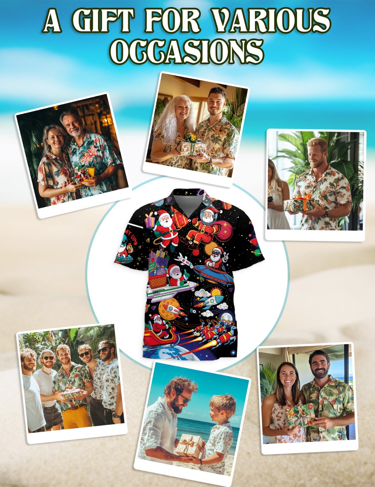 Santa Astronaut Hawaiian Shirt Space Christmas Galaxy Holiday Gift