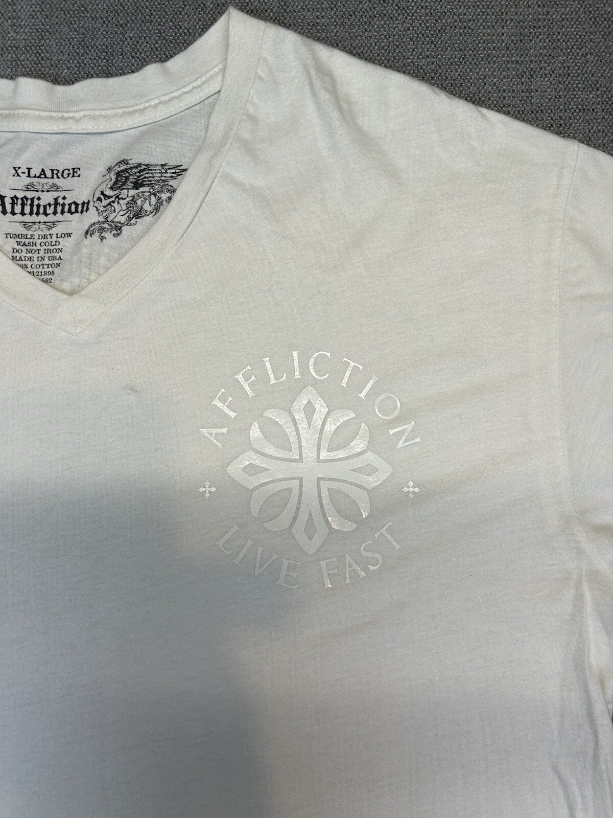 Affliction Shirt Mens Extra Large White Skull Angel Of Death Gothic Grunge