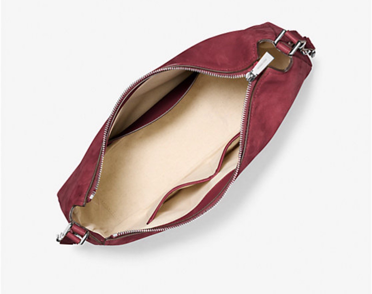 Michael Kors Nolita Medium Nubuck Suede Shoulder Bag Oxblood