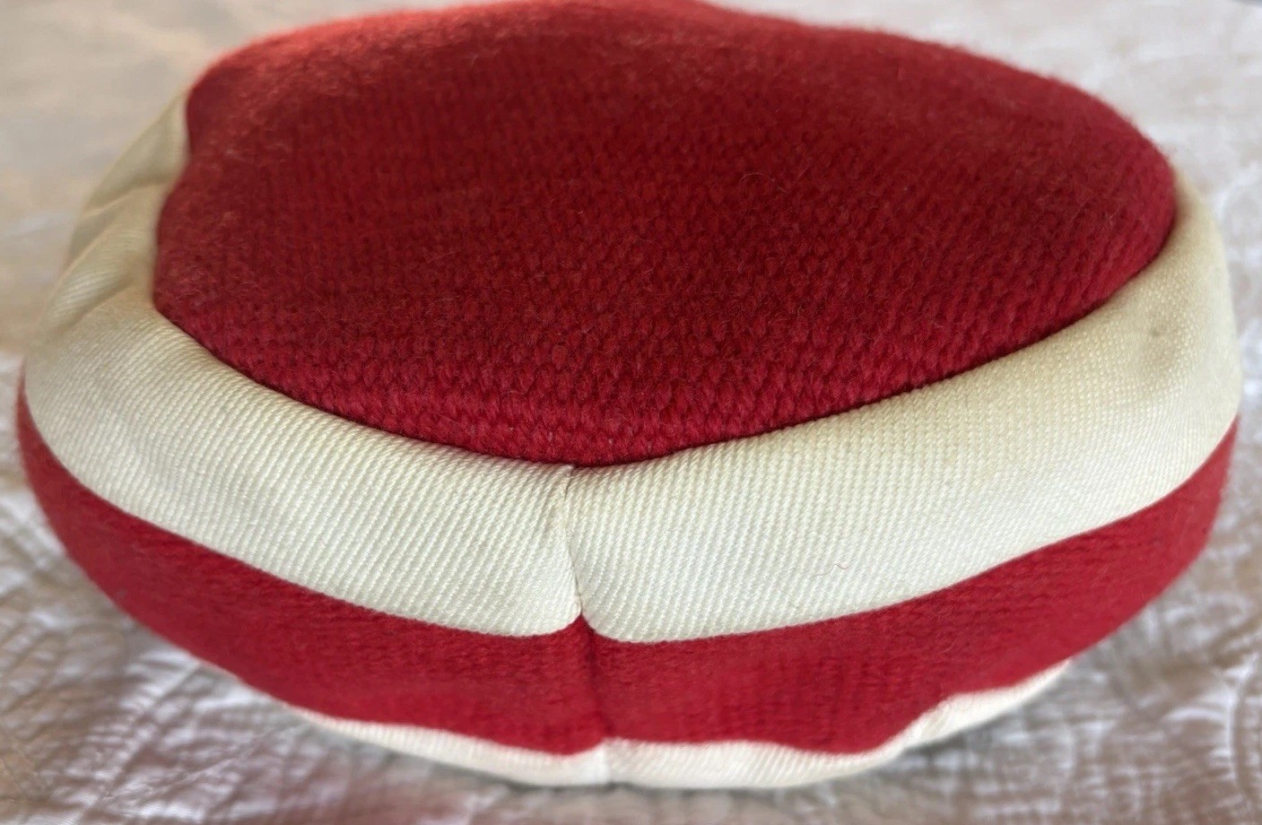 Ortega’s 100% Wool Hand Woven Hat Size Large Red Whit Chimayo