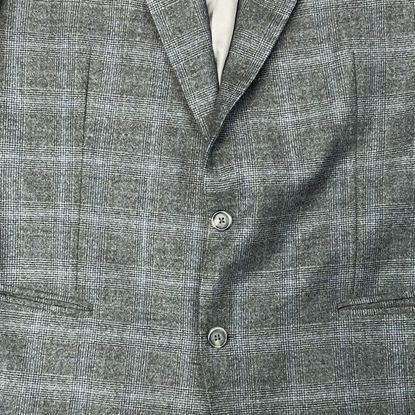 Vintage Mens 42 NobleHouse Gray Plaid Wool Custom Tailored Bespoke Blazer Jacket