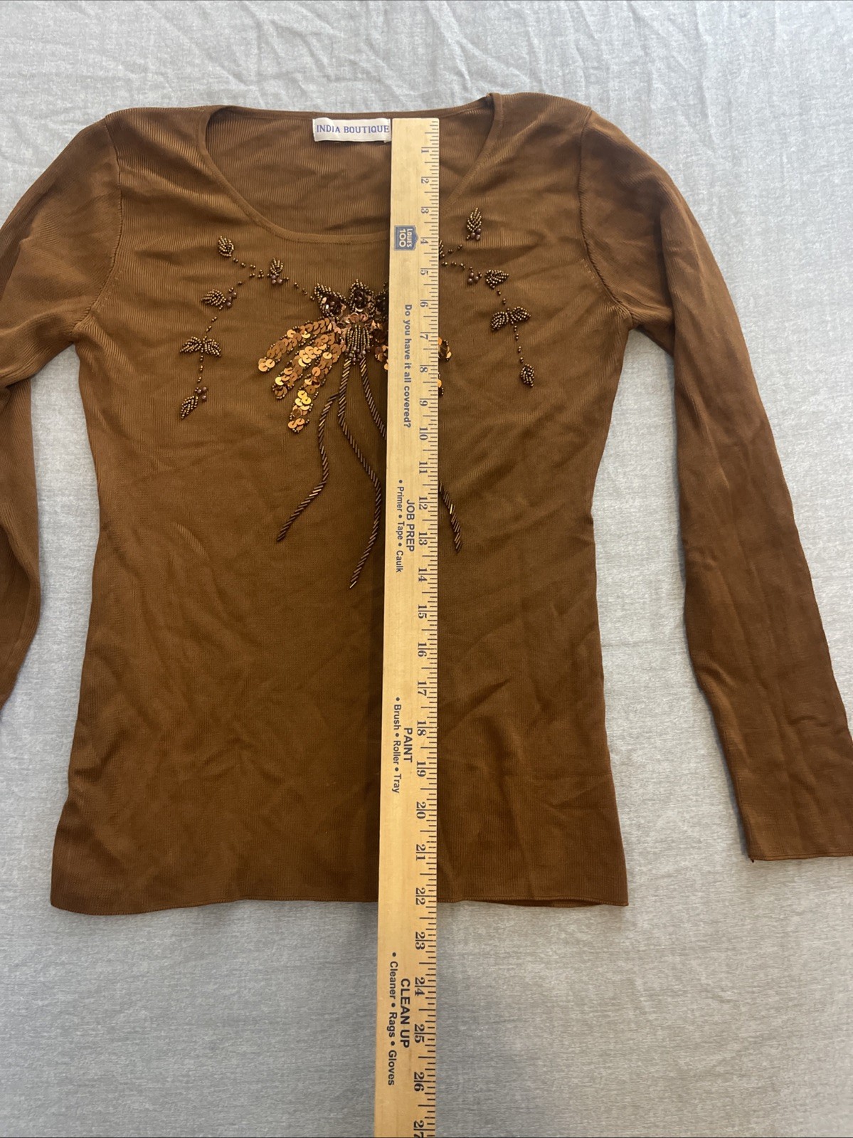 India Boutique Tunic Top Women’s One Size Brown Boho Hippie Pullover