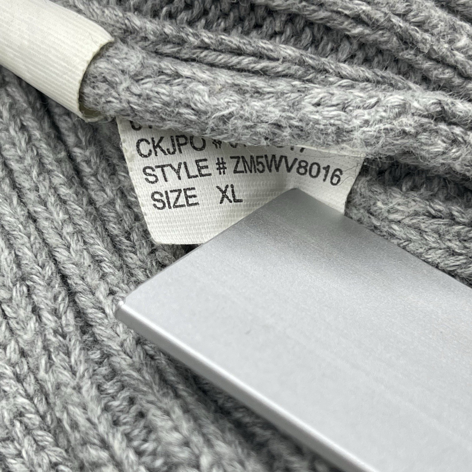 Calvin Klein Jeans Sweater Mens XL Grey Chunky Knit Classic Preppy Retro Cotton