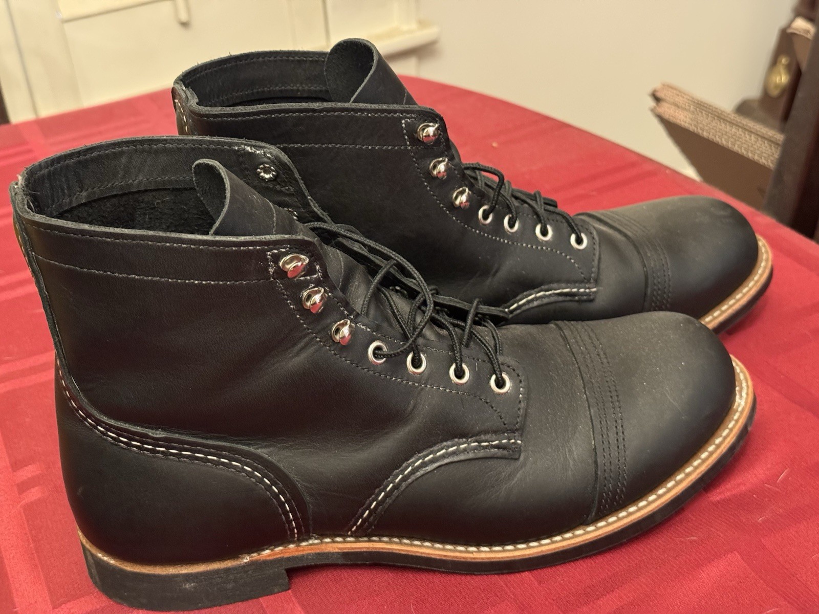 Red Wing Shoes Iron Ranger Black Leather Cap Toe Boots , Men 11.5 EE
