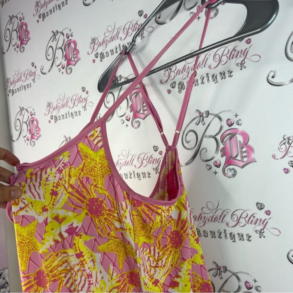 Macbeth Collection by Margaret Josephs dress starfish crabs ocean Pink Yellow