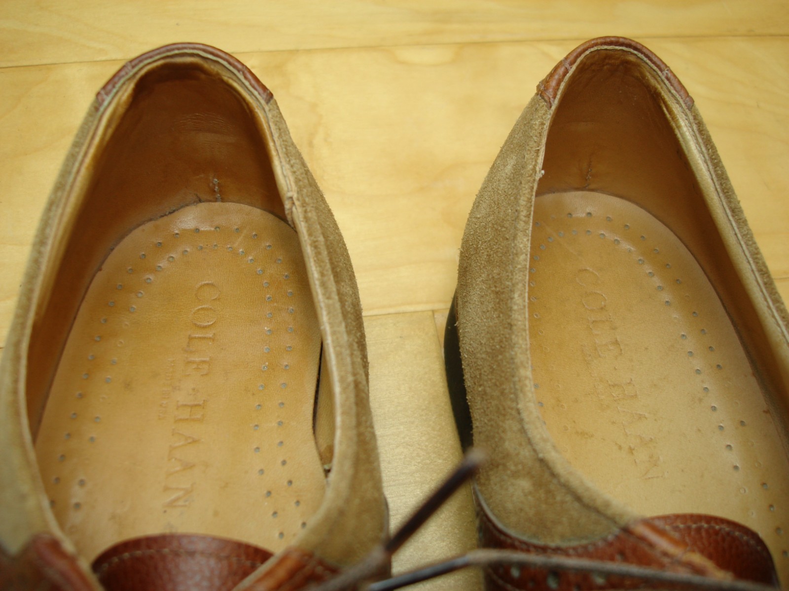 Men’s 8.5 D COLE HAAN Brown Suede Leather Saddle Oxford Shoes US MADE Vibram