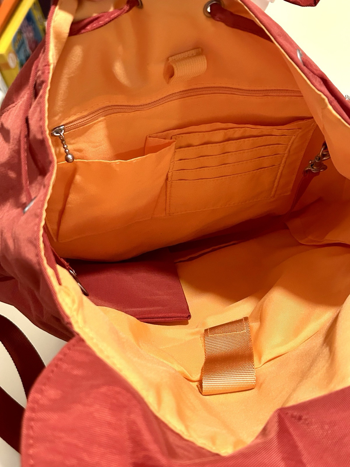 Baggallini Red Cinch Backpack w/ Padded Laptop/Tablet Compartment & Flap Closure