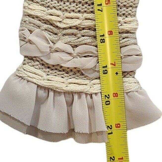 Chicos Womens Loose Weave Sweater Cardigan Crochet Ruffle Braid Size XS 00