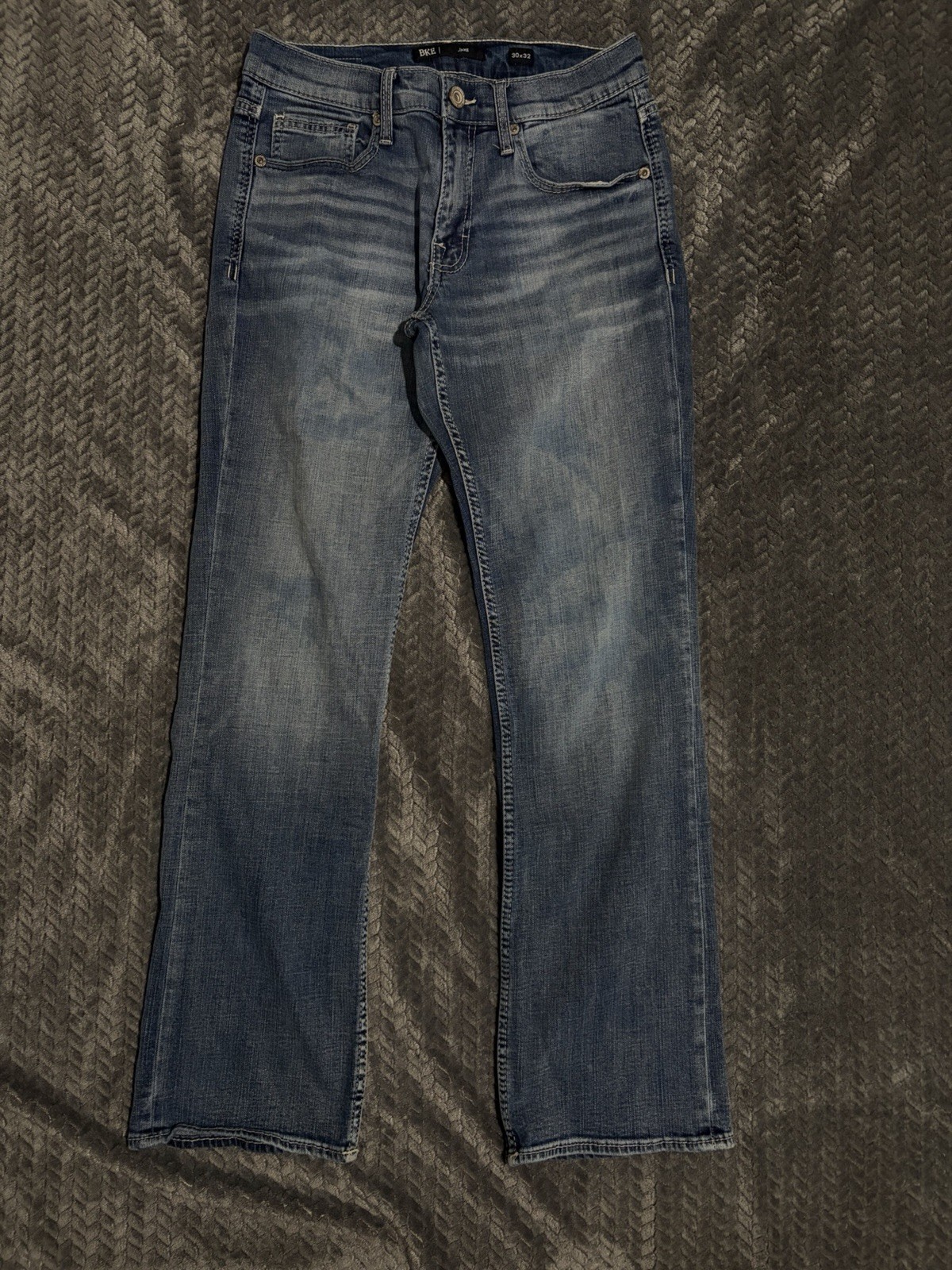 BKE Men’s Blue Denim Jeans Straight Leg Regular Fit Mid Rise Stretch 5-Pkt