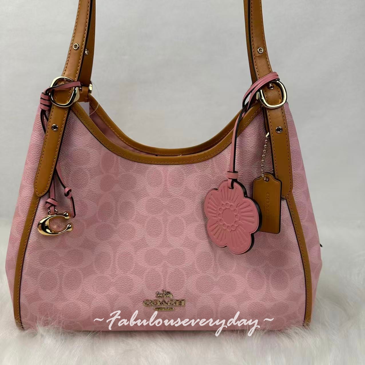Coach Erin Shoulder Bag In Signature Canvas With Charms Powder Pink CEL13